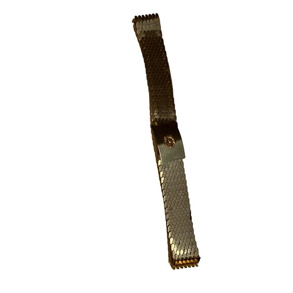 Vintage Gold-Tone Metal Mesh Belt With Floral Clasp Adjustable Size Retro 3n - Picture 8 of 8